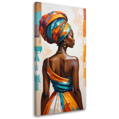Cuadro sobre Lienzo, Mujer africana Colorida, 40x80 (1/5)