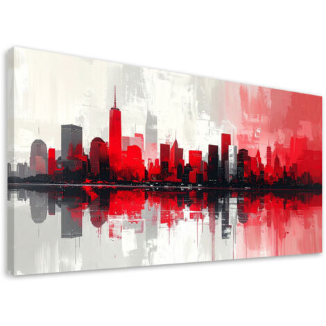 Impresión de Imagen, Edificios rojos de la ciudad imitación pintura, 80x40 (1/5)
