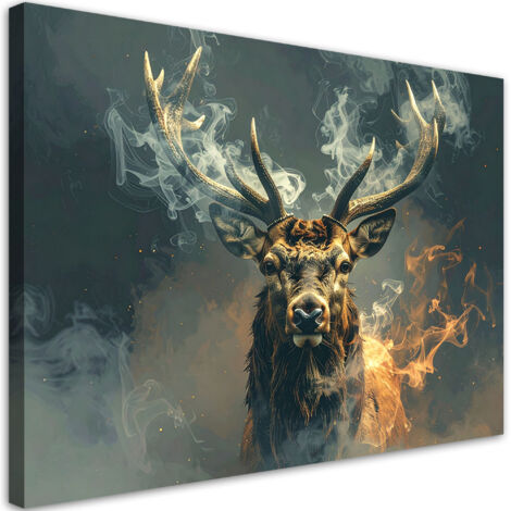 Cuadro sobre Lienzo, Animales ciervos en la niebla, 30x20 (1/5)