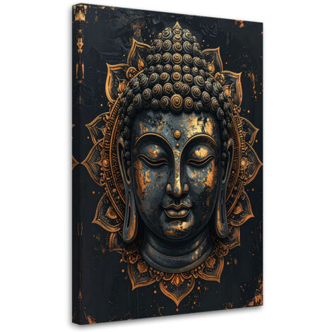 Cuadro en Lienzo, Mandala Buda Zen Spa negro y dorado, 20x30 (1/5)