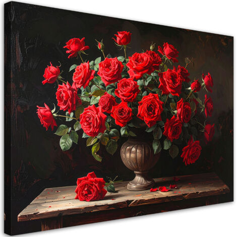 Cuadro en Lienzo, Rosas rojas en un jarrón, 30x20 (1/5)