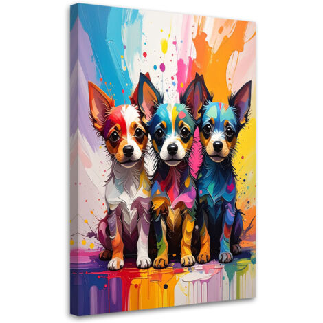 Cuadro en Lienzo, Perros coloridos animales, 20x30 (1/5)