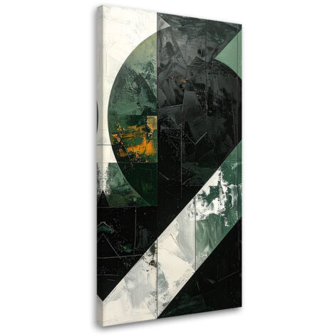 Cuadro en Lienzo, Abstracción formas verde gris, 40x80 (1/5)