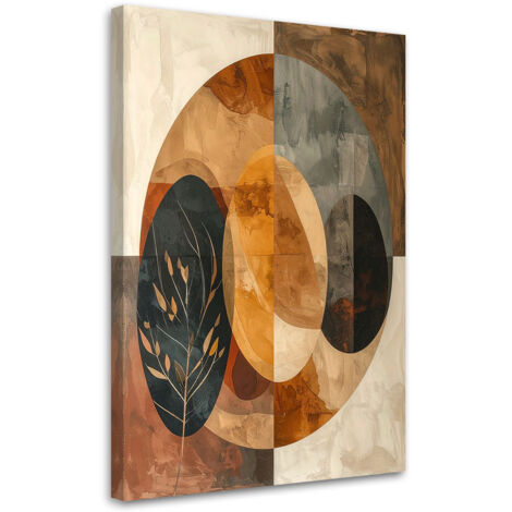 Impresión de Imagen, Abstracción geométrica en colores beige y marrón, 80x120 (1/5)