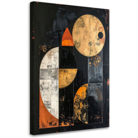 Cuadro sobre Lienzo, Abstracción geométrica en dorado y negro estilo glamour, 20x30 (1/5)