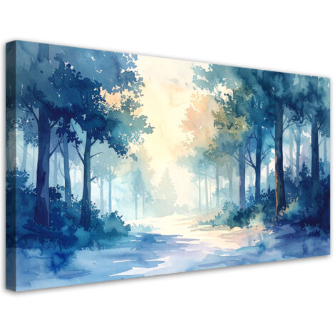 Impresión de Imagen, Bosque brumoso Paisaje en pastel Naturaleza en estilo escandinavo, 80x40 (1/5)