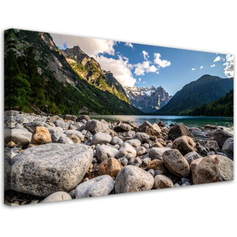 Impresión de Imagen, Paisaje lago rocas montañas naturaleza, 100x50 (1/5)