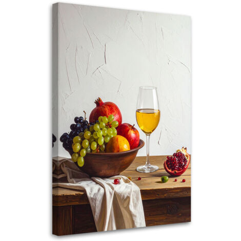 Cuadro en Lienzo, Naturaleza muerta con frutas y vino, 20x30 (1/5)