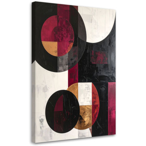 Cuadro en Lienzo, Formas abstractas de círculos en tonos burdeos, 60x90 (1/5)