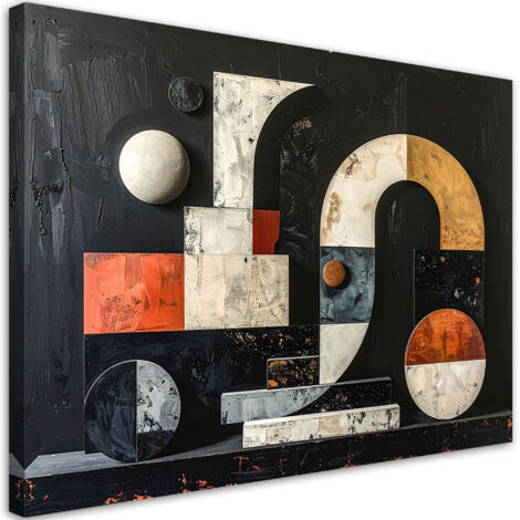 Cuadro en Lienzo, Formas geométricas abstractas en negro, 30x20 (1/5)