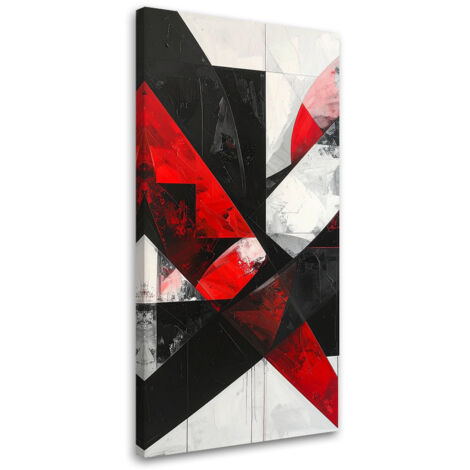 Cuadro sobre Lienzo, Abstracción geométrica rojo, 50x100 (1/5)