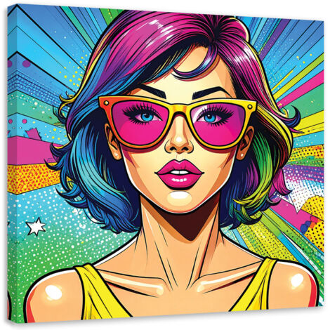 Impresión de Imagen, Estilo pop art mujer con gafas rosas, 20x20 (1/5)