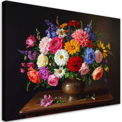 Impresión de Imagen, Naturaleza muerta con ramo de flores en un jarrón, 60x40 (1/5)