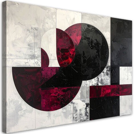 Cuadro sobre Lienzo, Formas abstractas de círculos en tonos burdeos, 60x40 (1/5)