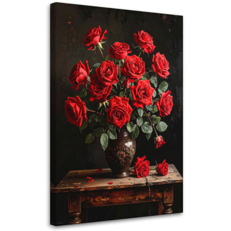 Cuadro en Lienzo, Rosas rojas en un jarrón, 20x30 (1/5)