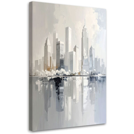 Impresión de Imagen, Panorama urbano abstracto Decoración moderna en beige y dorado, 20x30 (1/5)