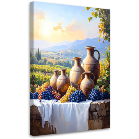 Cuadro sobre Lienzo, Uvas de la Toscana jarras naturaleza muerta, 20x30 (1/5)