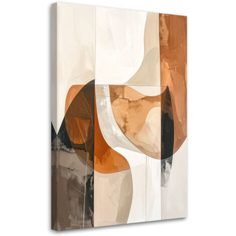 Cuadro en Lienzo, Abstracción geométrica decoración moderna en tonos beige, 30x45 (1/5)