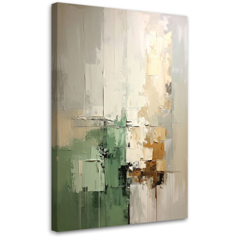 Cuadro en Lienzo, Abstracción beige y verde, 20x30 (1/5)