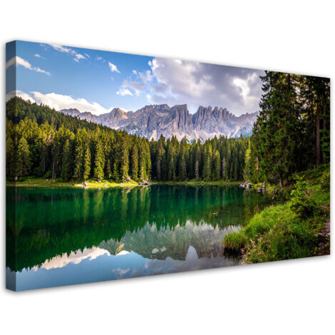 Impresión de Imagen, Paisaje lago montañas bosque naturaleza, 100x50 (1/5)