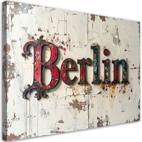 Cuadro en Lienzo, Letrero de Berlín Tipografía imitación pintura, 45x30 (1/5)