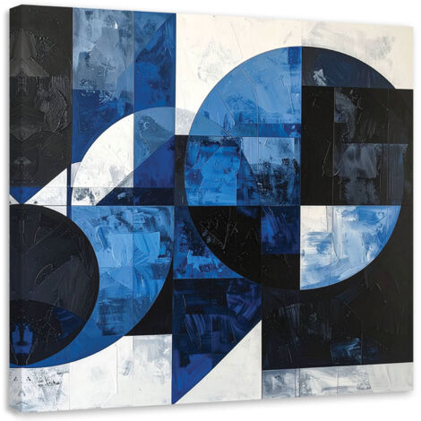 Impresión de Imagen, Abstracción textura de círculos formas negro y azul, 40x40 (1/5)