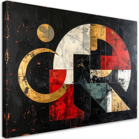 Cuadro sobre Lienzo, Abstracción geométrica sobre fondo negro, 60x40 (1/5)