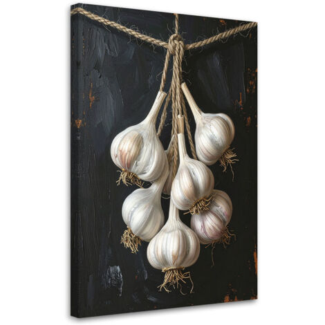 Cuadro en Lienzo, Ajos colgantes Verduras, 40x60 (1/5)