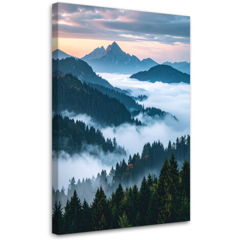 Cuadro en Lienzo, Paisaje vista montañas bosque niebla naturaleza, 30x45 (1/5)