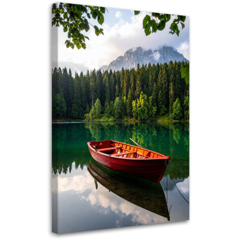 Impresión de Imagen, Lago barca montañas paisaje, 40x60 (1/5)
