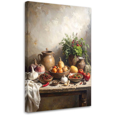 Cuadro en Lienzo, Naturaleza muerta con especias y verduras, 20x30 (1/5)