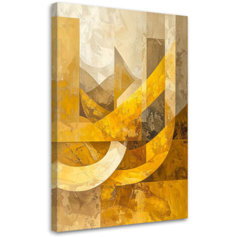 Cuadro sobre Lienzo, Formas geométricas abstractas amarillas y beige, 20x30 (1/5)