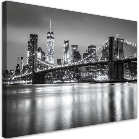 Impresión de Imagen, Puente de Brooklyn por la noche Nueva York Manhattan, 45x30 (1/5)