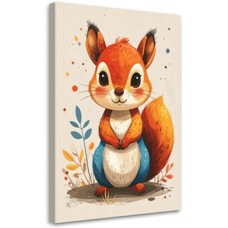 Cuadro sobre Lienzo, Ardilla pequeña animales del bosque, 20x30 (1/5)