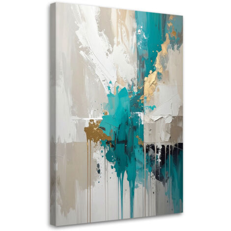 Cuadro sobre Lienzo, Abstracción en turquesa y gris, 20x30 (1/5)