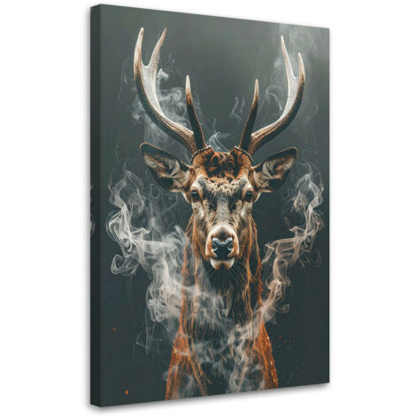 Impresión de Imagen, Animales ciervos en la niebla vintage, 20x30 (1/5)
