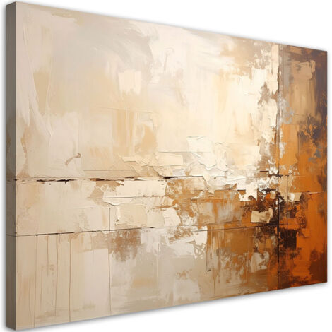 Cuadro sobre Lienzo, Abstracción beige con imitación de pinceladas, 90x60