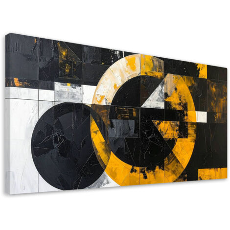 Impresión de Imagen, Abstracción círculos formas negro amarillo, 80x40 (1/5)