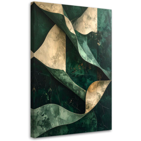 Cuadro sobre Lienzo, Olas abstractas verde dorado, 20x30 (1/5)