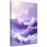Impresión de Imagen, Olas del mar Paisaje marino en tonos pastel morados, 30x45