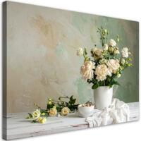 Cuadro sobre Lienzo, Ramos de flores shabby chic ramo de rosas sobre fondo pastel, 30x20