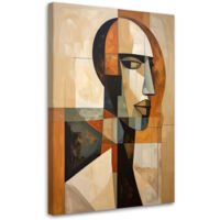 Cuadro sobre Lienzo, Retrato abstracto de un hombre en colores beige y marrón, 40x60