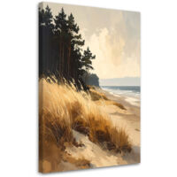 Cuadro sobre Lienzo, Vista de playa con dunas junto al mar, 30x45