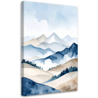 Cuadro en Lienzo, Paisaje de montaña naturaleza árboles beige, 70x100