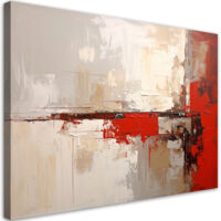 Cuadro en Lienzo, Abstracción en tonos beige y rojo, 120x80
