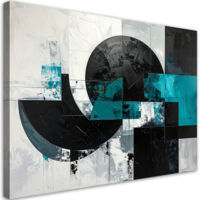 Cuadro en Lienzo, Círculos abstractos formas turquesa y negro, 100x70