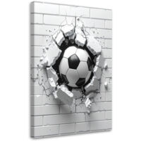 Cuadro en Lienzo, Fútbol rompiendo una pared de ladrillos, 80x120
