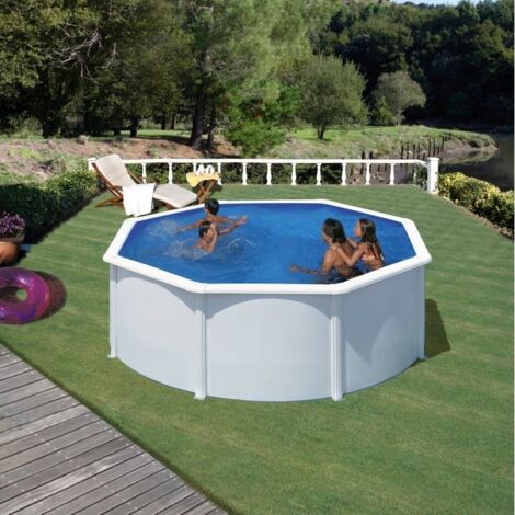 Piscina elevada Gre Wet circular chapa blanca depuradora 300x120