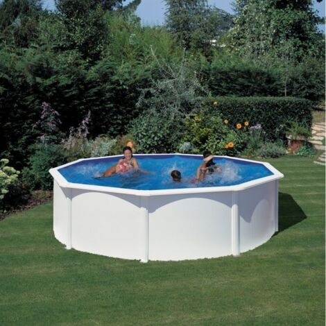 Piscine hors-sol Gre Wet circulaire tôle blanche avec filtre 460x120