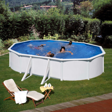 GRE – Piscine tubulaire ovale 500 x 300 x H 120 cm – Structure acier galvanisé – Volume 14,55 m³ – Filtration à sable 3m³/h (1/5)